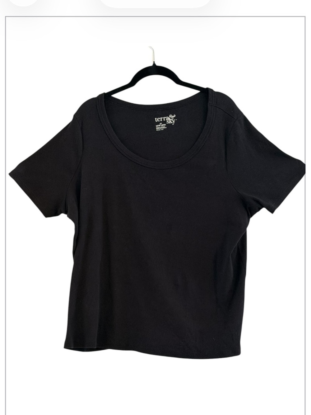 Terra & Sky Black Short Sleeve Scoop Neck Tee Size 1X